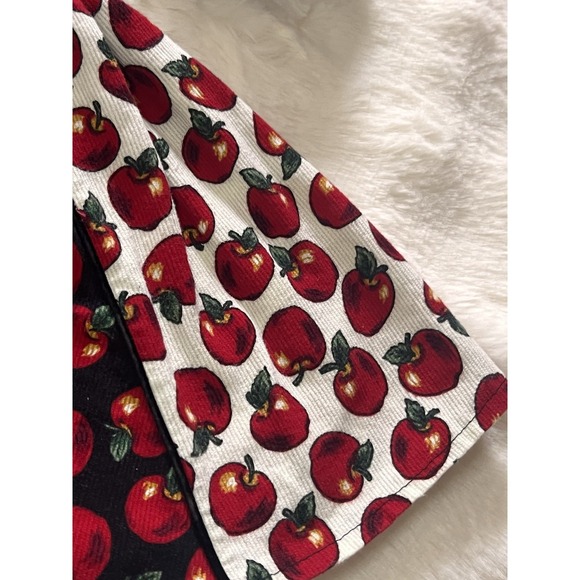 Vintage Fall Holiday  Dress Red Corduroy Red Apple Print Collar Buttons Girls - Picture 7 of 16
